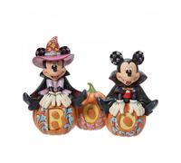 Figura enesco disney mickey y minnie sentados en calabazas