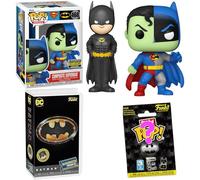 Figura exclusiva de Half Man of Steel and Half Dark Knight Pop! Batman Superman compuesto con DC Comics Bitty Blind Bag Personaje, 2 artículos