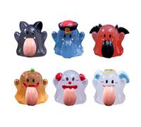 Figura fantasma genérica - Juego de 6 fantasmas fosforescentes de coche | Escultura de resina divertida Halloween con gran lengua para interior exterior, hogar, auto