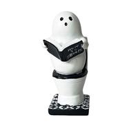 Figura fantasma, libro de lectura fantasma sobre la estatua del inodoro, adorno de escultura festiva linda gótica, material de resina, decoración de oficina en miniatura para el hogar, oficinas