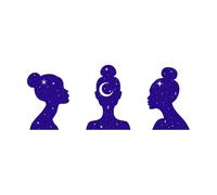 Figura femenina celestial abstracta en estilo boho, silueta femenina decorada con luna creciente y estrellas. Calcomanías de pared 48x119.7cm No se cae Azul oscuro