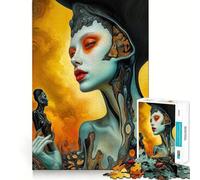 Figura Femenina Surrealista ︰ El oráculo del Fuego y la Carne para Adultos Rompecabezas de 1000 Piezas Juguete de lógica Pura Tiempo de Paz Corte preciso Regalo sincero 50x75cm