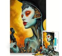 Figura Femenina Surrealista ︰ El oráculo del Fuego y la Carne Rompecabezas de 1000 Piezas para Adultos Rompecabezas Juguete Mental Diversión en Interiores Arte de Borde preciso Coleccionable 38x52cm