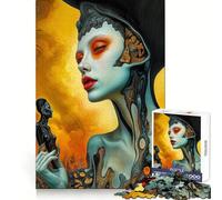 Figura Femenina Surrealista ︰ El oráculo del Fuego y la Carne Rompecabezas para Adultos 1000 Piezas Juguete Que desafía el Cerebro Mente Tranquila Pieza de colección de Arte de Corte Claro 38x26cm