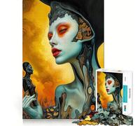 Figura Femenina Surrealista ︰ El oráculo del Fuego y la Carne Rompecabezas para Adultos 1000 Piezas Juguete Que desafía el Cerebro Mente Tranquila Pieza de colección de Arte de Corte Claro 38x26cm
