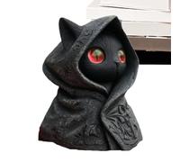 Figura Gato | Misteriosa Estatua De Gato con Capucha Negro, Figura De Festivo De Resina para Dormitorio En El Baño Cocina Mesita De Noche Cabina Móvil De Escritorio