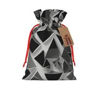 Figura geométrica plateada "Bolsa de regalo reutilizable para fiestas de vacaciones y diseño de cordón que hacen que tu regalo sea más delicado
