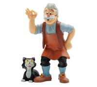 Figura Gepetto y Gato Fígaro Pinocho Disney 8 cms