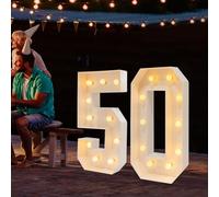 Figura Gigante Número Brillante para Cumpleaños - Decoración LED 2000-3000K - Letras y Números para Fiestas y Fondos (50)