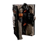 Figura gótica de mesa, estatua de libro de calavera, escultura espeluznante para jardín, estantería y escritorio, decoración de resina misteriosa de Halloween de 7.3 pulgadas