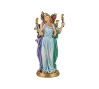 Figura Hekate Diosa Griega de la Magia, la encrucijada y la Luna, guardiana de Caminos y espiritus de Resina Pintada a Mano de 20 cm