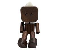 Figura humana de madera - Escultura de exhibición con pies oscilantes, de escritorio tallado a mano, accesorio decorativo para coche coleccionable, artesanía ecológica lisa y pulida, minifigura