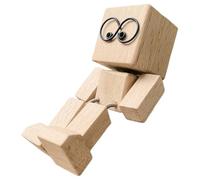Figura Humana de Madera,Hombrecito de Madera Que Mueve la Cabeza - Decoración Divertida Y Dinámica para Viajes Sala De Estar O Hogar