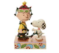 Figura iluminada de Charlie Brown ""Enredados en luces"" de Enesco Peanuts de Jim Shore, 5,875 pulgadas, multicolor