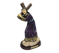 Figura Jesús Cristo del Gran Poder con la Cruz Estatua de Jesús Hecha con Resina Pintada a Mano 26 cm Religiosa para Regalar Decoración Religiosa y del Hogar Iglesia Devoción Católica Semana Santa