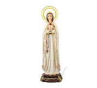 Figura Maria Rosa Mistica con Corona de luz de Resina Pintado a Mano 20x20x61 cm