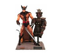 Figura Marvel Select Lobezno Brown 18 cm con Base Diorama y Armadura Samurái