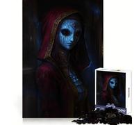 Figura misteriosa con máscara de Diablo y Capucha roja Rompecabezas de 1000 Piezas para Adultos Juguete de lógica Fina, silencioso y Divertido Bordes limpios Regalo Memorable (38x26cm)