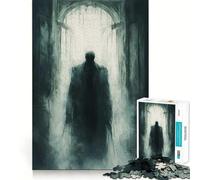 Figura misteriosa en una Puerta Rompecabezas difícil para Adultos, 1000 Piezas Think Toy Divertido y Tranquilo Obra de Arte de líneas limpias (38x26cm)