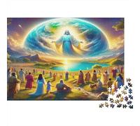 Figura Mística en el Cielo Puzzle de 1000 Piezas Papel para Adultos Escena de Pradera Reunida Relajación Decoración Familiar Juego de Puzzle 52x38cm/1000pcs