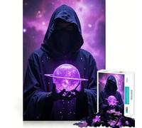 Figura mística sosteniendo un Rompecabezas Brillante de 1000 Piezas para Adultos Juguete de lógica, diseño Relajante y Divertido para armar Regalo Ideal para Pedir un Deseo a Papá Noel (50x75cm)