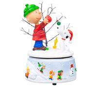 Figura musical navide a de resina con purpurina de 7 x 5 de Charlie Brown y Snoopy Snowy White