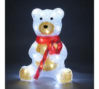 Figura navideña acrílica oso de peluche sentado LED