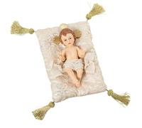 Figura niño Jesus sobre un cojin en Color Carne y Dorado 18x10x23 cm