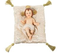 Figura niño Jesus sobre un cojin en Color Carne y Dorado 25x10x36 cm