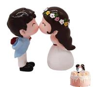 Figura Novios Poliresina, Figura de Novios estilo Hipster para Tarta de Boda - Adorno de Resina de 7 cm - Decoración Divertida para Pasteles Nupciales, Pareja