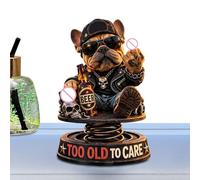 Figura Para El Salpicadero «too Old to Care», Divertido Bulldog Con Cabeza Oscilante, Adornoi Para Salpicadero Coche, Decoración Humorística Con Perros Para Coche Y «beer Day» - Amantes Los Perros