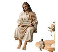 Figura pequeña de Jesús, decoración religiosa hecha a mano, estatua de fe de 2.36 pulgadas con mensaje de comodidad, escultura de resina pintada a mano, acento para el hogar con estilo espiritual