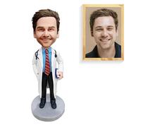 Figura personalizada de médico Bobblehead, regalo médico profesional, escultura de arcilla polimérica hecha a mano, perfecta para agradecimiento al trabajador de la salud o graduación de la escuela de