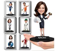Figura personalizada de retrato de dibujos animados 3D a partir de la foto, placa decorativa de escritorio con diseño profesional, regalo único para cumpleaños, Navidad, aniversario
