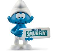 Figura Pitufo Con Cartel "Keep On Smurfin" 5,5 cms