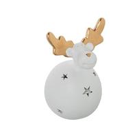 Figura portavelas de un Ciervo de Ceramica en Blanco y Dorado 17x17x26 cm