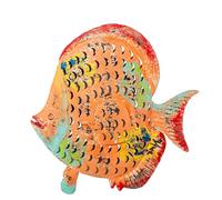 Figura portavelas de un pez de Hierro en Naranja 49x13x50 cm