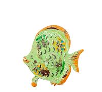 Figura portavelas de un pez de Hierro en Verde y Naranja 22x6x22 cm