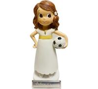 Figura Primera Comunión Niña Tarta Fútbol GRABADA figurita muñeca para pastel