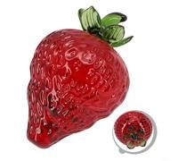 Figura realista de fresa hecha de cristal para detalles elegantes para el hogar