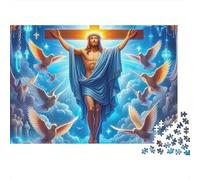 Figura Religiosa Escena de Luz Azul Puzzle de 1000 Piezas Papel para Adultos Paloma de Paz Puzzle para Toda la Familia Relajación Regalo Festivo 52x38cm/1000pcs