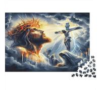 Figura Religiosa Reflexiva Puzzle de 1000 Piezas Papel para Adultos Cruz Monte Sagrado Concentración Relajación Decoración Juego Familiar 70x50cm/1000pcs