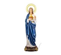 Figura Sagrado Corazon de Maria con Corona de luz de Resina Pintado a Mano 20x20x63 cm