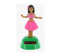 Figura Solar Animada por una célula fotovoltaica - Bailarina Hawaiana de Hula móvil para Decorar tu casa, Oficina o Coche - Bailarina Hawaiana de Hula con Vestido Rosa