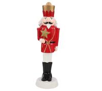 Figura Soldado Cascanueces de Madera 23,5x6,5x6,5cm rojo | Decoración Navideña de Mesa, Base Plana Estable, Detalles Pintados, para Comedor y Árbol