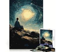 Figura Solitaria bajo un Cielo Estrellado Rompecabezas de 1000 Piezas para Adolescentes Ayuda a desarrollar la Memoria Fácil de armar Bordes limpios Sorpresa navideña (50x75cm)