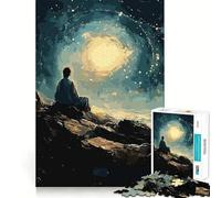 Figura Solitaria bajo un Cielo Estrellado Rompecabezas de 1000 Piezas para Adolescentes Ayuda a desarrollar la Memoria Fácil de armar Bordes limpios Sorpresa navideña (50x75cm)