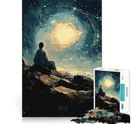 Figura Solitaria bajo un Cielo Estrellado Rompecabezas de 1000 Piezas para Adultos Juguete Inteligente para Toda la Familia Obra de Arte de Corte preciso (38x52cm)