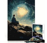 Figura Solitaria bajo un Cielo Estrellado Rompecabezas de 1000 Piezas para Adultos y Adolescentes Juguete de Habilidad Diversión Relajante Bordes Ajustados Regalo Ideal para Festivales (38x26cm)