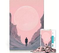 Figura Solitaria bajo una Luna Gigante Rompecabezas de 1000 Piezas para Adultos Juego Mental Juguete Relajante y Divertido Pieza de colección de Arte con Corte preciso (50x75cm)